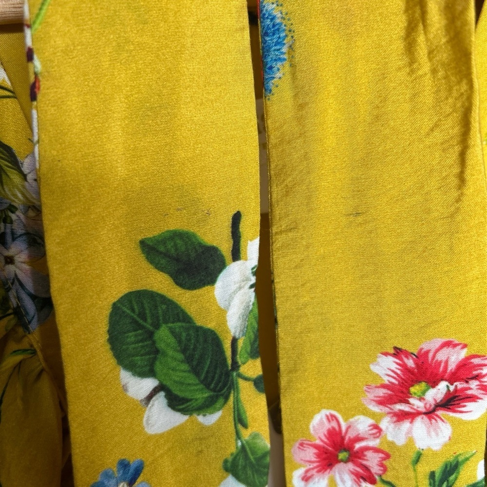 NWT Maeve Yellow Floral Strawberry Faux Wrap Mini Dress Size Large Spring Summer - Picture 12 of 12